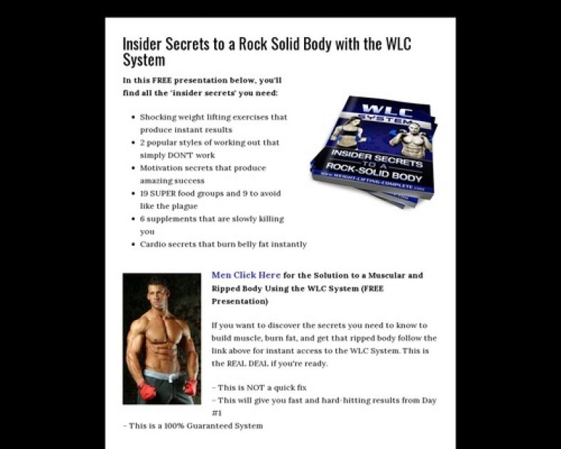 Insider Secrets to a Rock Solid Body with the WLC System - Weight Lifting Complete