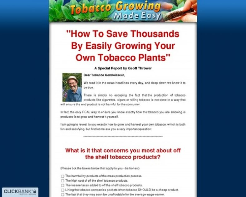 Tobacco Growing Made Easy - How to Grow your Own Tabocco and Roll Smoke at Home