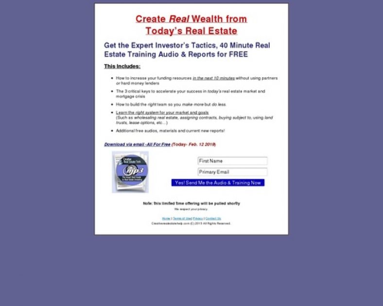 Temporary Free Offer – Creative Real Estate Help