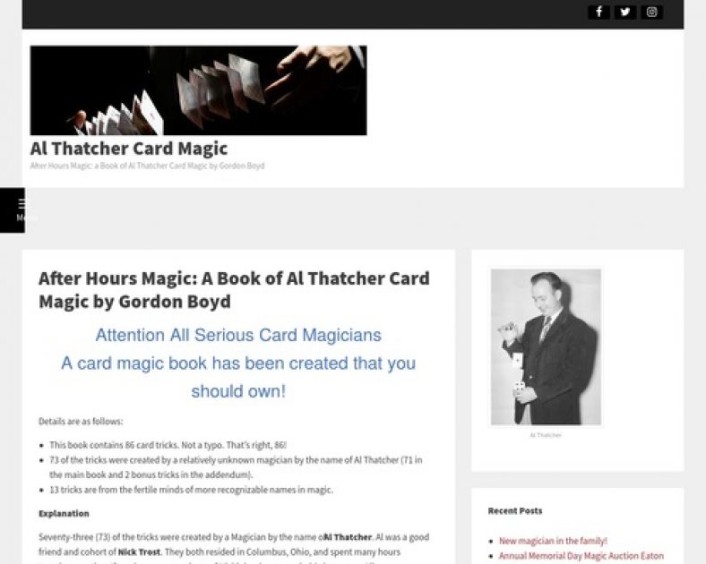 After Hours Magic: A Book of Al Thatcher Card Magic by Gordon Boyd - Al Thatcher Card Magic