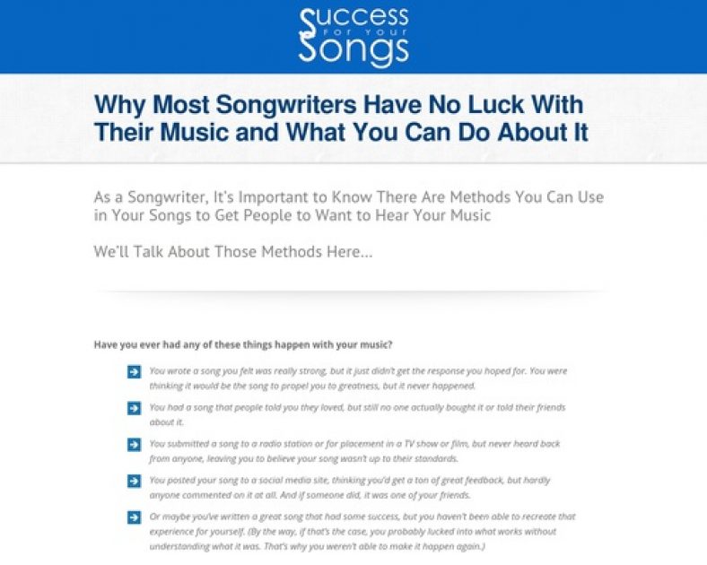 How to Write Songs That Sell Video Course (no SSC – CB) — Success For Your Songs