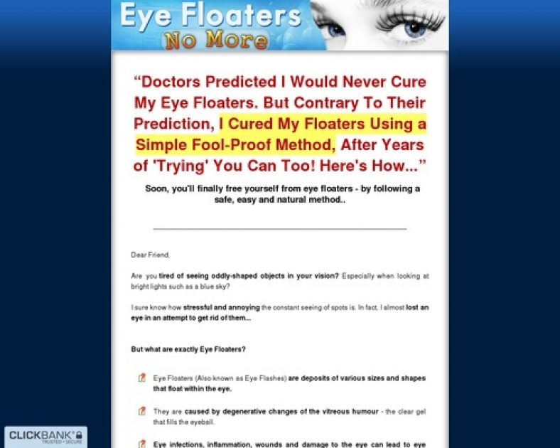 Eye Floaters No More – Get Rid of Eye Floaters Easily, Naturally and Forever