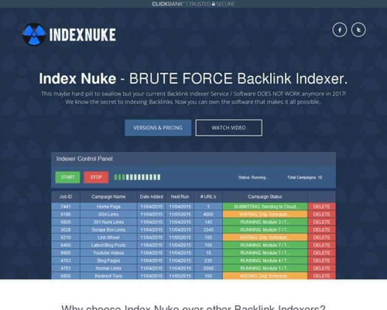 Index Nuke – BRUTE FORCE Backlink Indexer (Software + Cloud Hybrid)