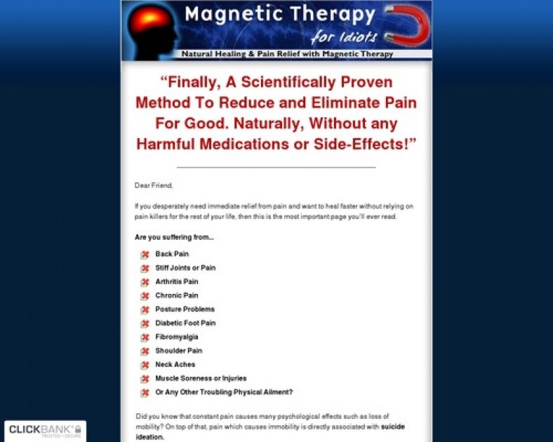 Magnetic Therapy For Idiots – Natural Healing And Pain Relief With Magnetic Therapy