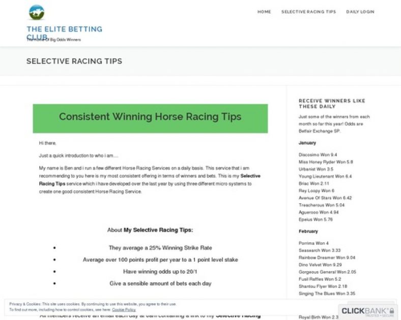 Selective Racing Tips – The Elite Betting Club Selective Racing Tips Membership